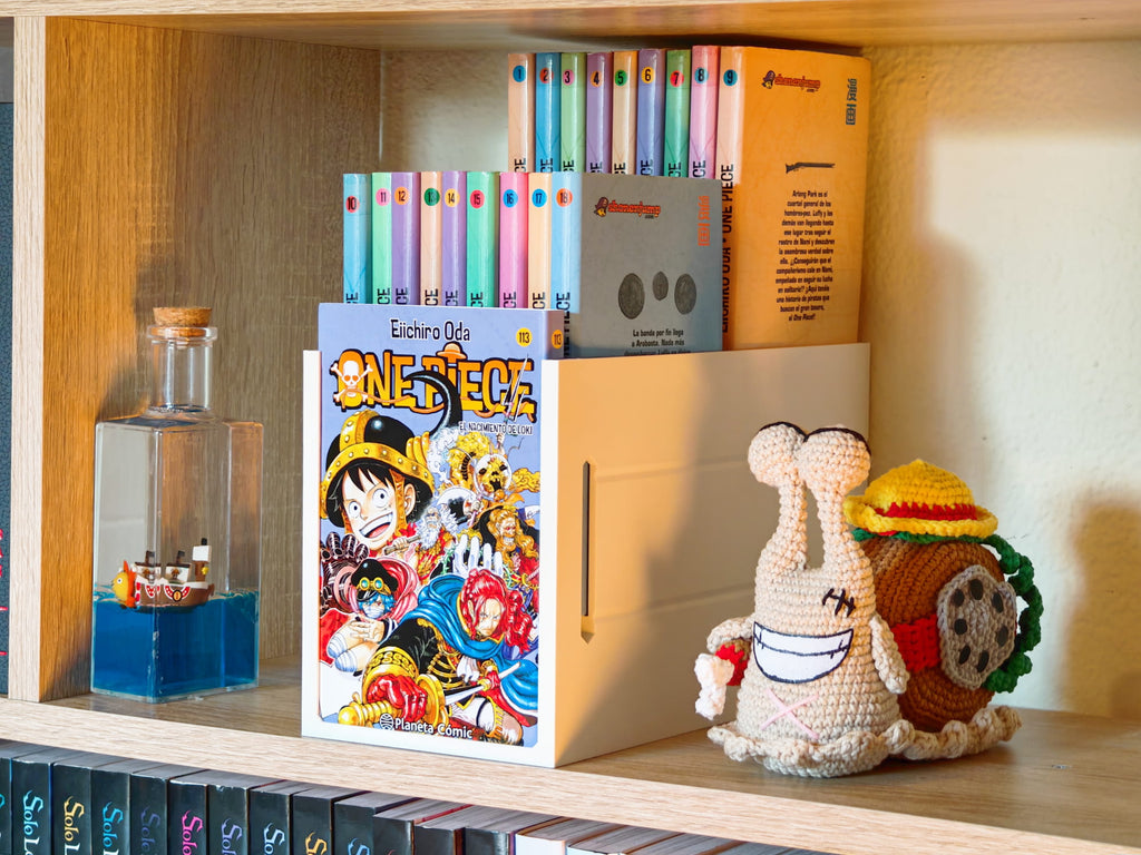 Exhibidor para manga con elevador de doble altura