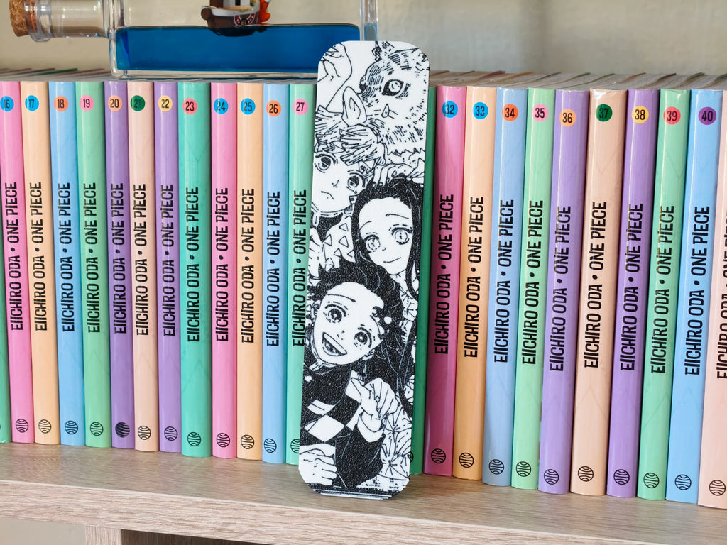 Marcapáginas de Tanjiro, Nezuko, Inosuke y Zenitsu