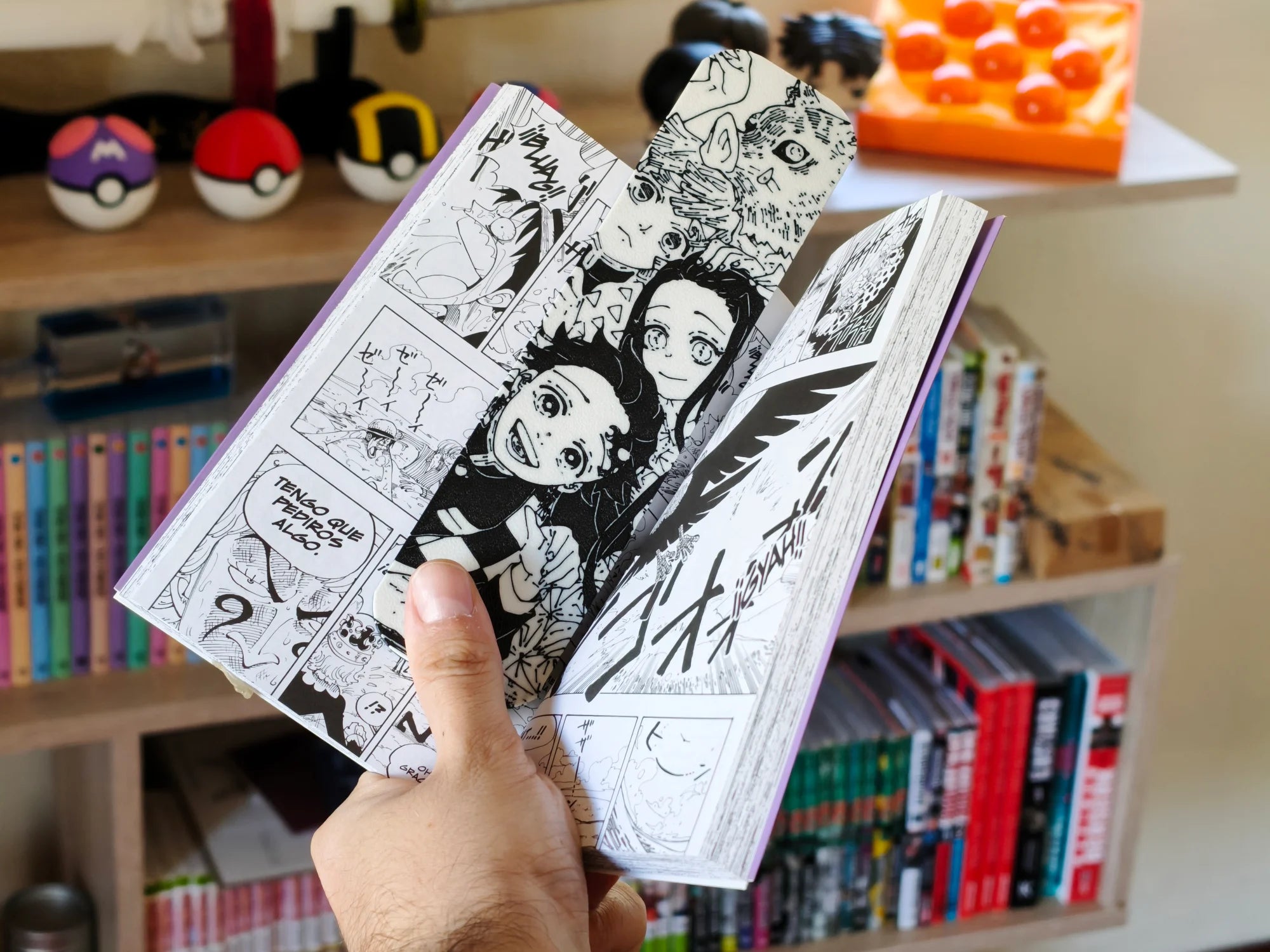 Marcapáginas de Tanjiro, Nezuko, Inosuke y Zenitsu