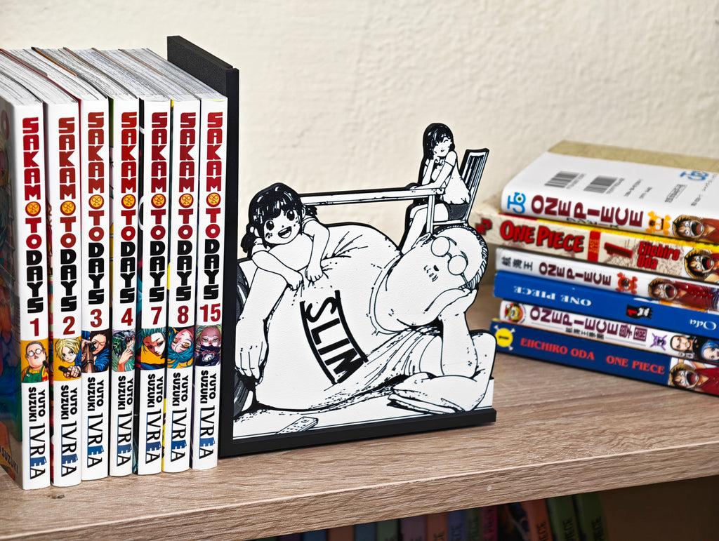 Sujetalibros de Sakamoto y su familia