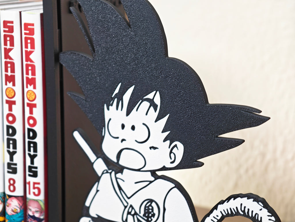 Sujetalibros de Goku flipando con tu biblioteca