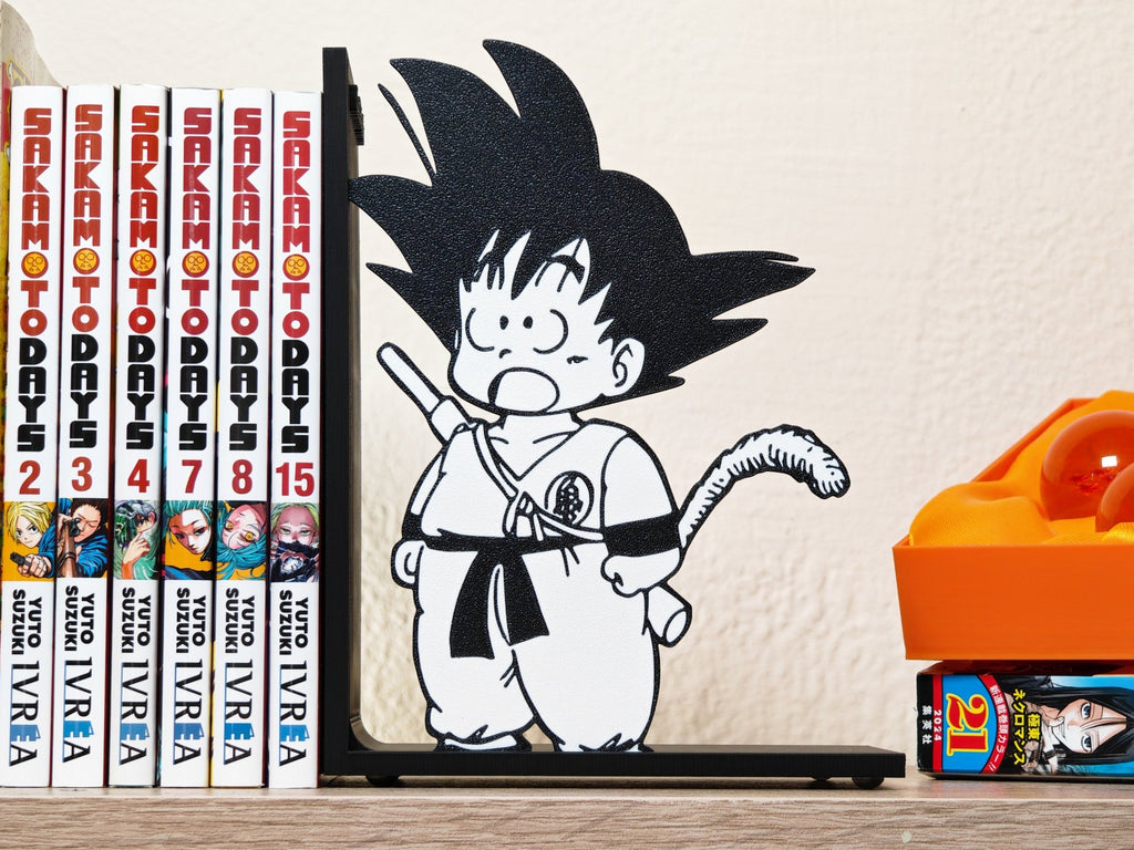 Sujetalibros de Goku flipando con tu biblioteca